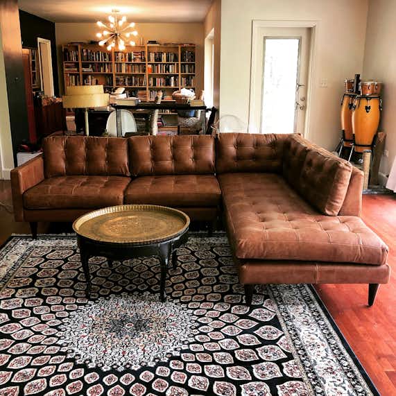 Eliot Leather Sectional with Bumper 2 piece