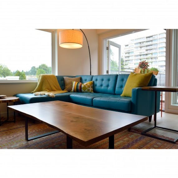 Eliot Leather Apartment Sectional with Bumper Joybird